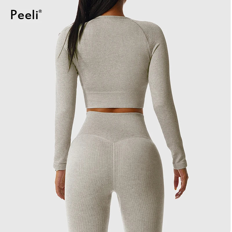 2/3 Piece Set Women Gym Wear Seamless Yoga Set Sports Bra Crop Top High Waist Leggings Fitness Sportswear Workout Outfits Woman