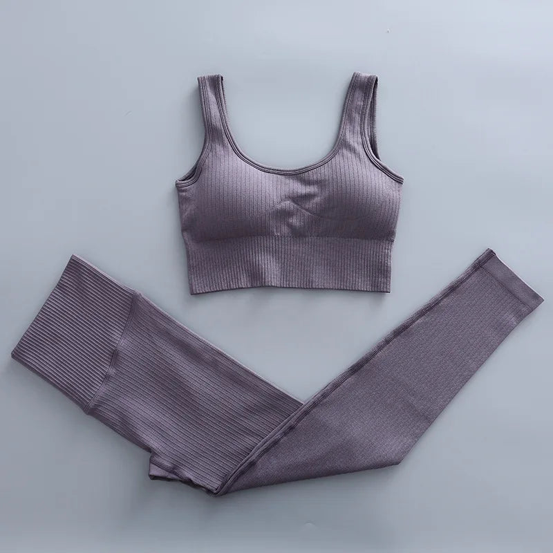 2/3 Piece Set Women Gym Wear Seamless Yoga Set Sports Bra Crop Top High Waist Leggings Fitness Sportswear Workout Outfits Woman
