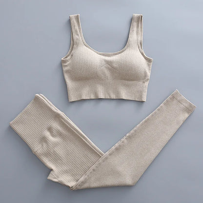 2/3 Piece Set Women Gym Wear Seamless Yoga Set Sports Bra Crop Top High Waist Leggings Fitness Sportswear Workout Outfits Woman