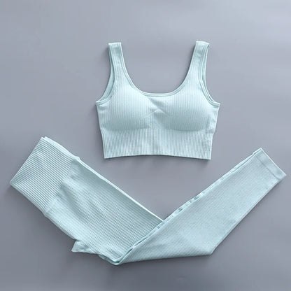 2/3 Piece Set Women Gym Wear Seamless Yoga Set Sports Bra Crop Top High Waist Leggings Fitness Sportswear Workout Outfits Woman