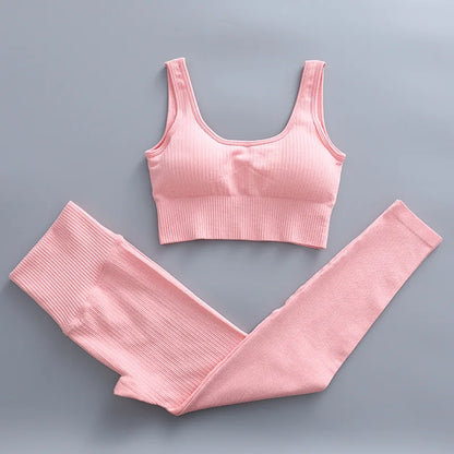 2/3 Piece Set Women Gym Wear Seamless Yoga Set Sports Bra Crop Top High Waist Leggings Fitness Sportswear Workout Outfits Woman