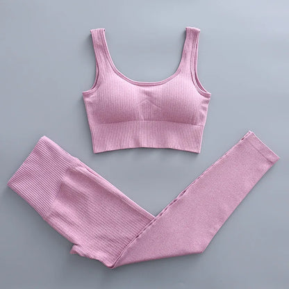 2/3 Piece Set Women Gym Wear Seamless Yoga Set Sports Bra Crop Top High Waist Leggings Fitness Sportswear Workout Outfits Woman