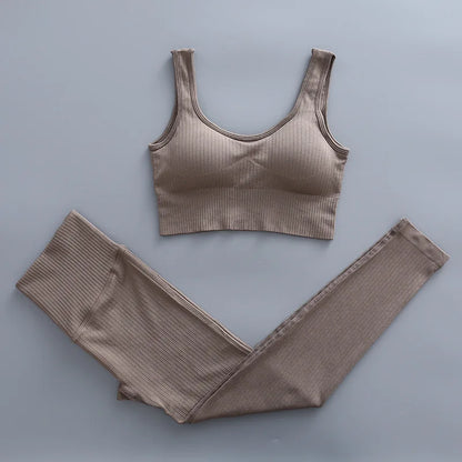 2/3 Piece Set Women Gym Wear Seamless Yoga Set Sports Bra Crop Top High Waist Leggings Fitness Sportswear Workout Outfits Woman