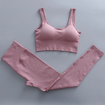 2/3 Piece Set Women Gym Wear Seamless Yoga Set Sports Bra Crop Top High Waist Leggings Fitness Sportswear Workout Outfits Woman