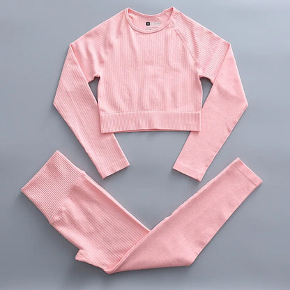 2/3 Piece Set Women Gym Wear Seamless Yoga Set Sports Bra Crop Top High Waist Leggings Fitness Sportswear Workout Outfits Woman